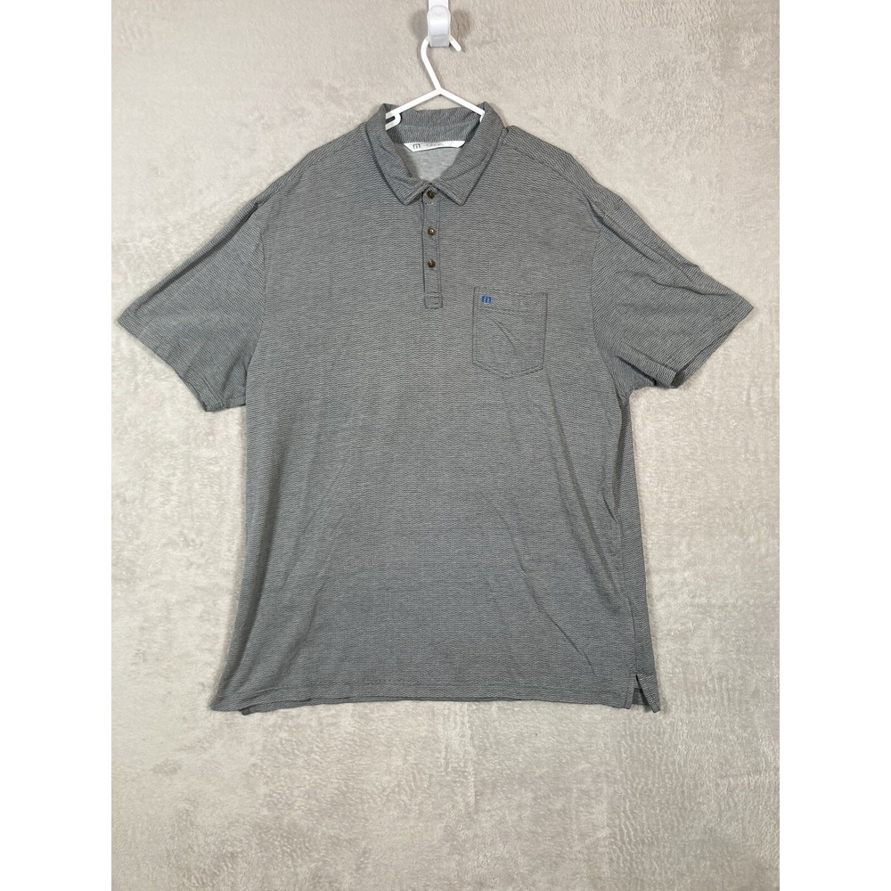 TravisMathew Polo Shirt Mens XXL Grey Textured Short Sleeve Pocket Golf Cotton